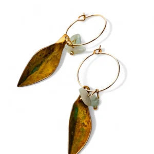 PENDIENTES DE ARO HOIKO BERRIES CON PIEDRAS NATURALES ENGANCHE BAÑO DE ORO