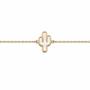 pulsera marela cactus dorado y aplique nacarado acero