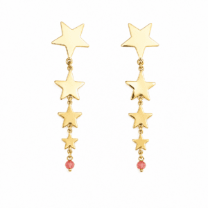 pendientes estrellas en linea colecciÓn kari, dorado y plateado.