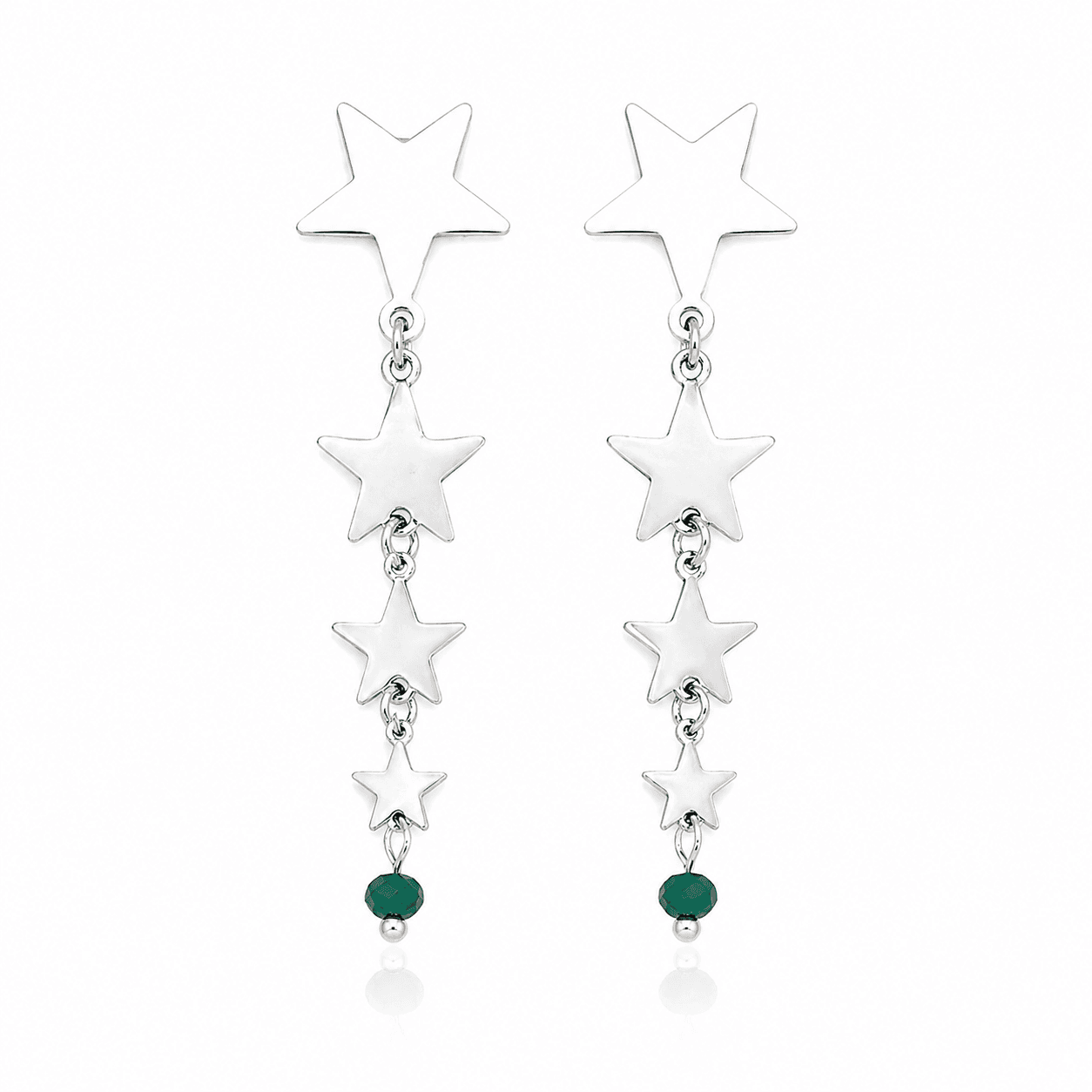 pendientes estrellas en linea colecciÓn kari, dorado y plateado.