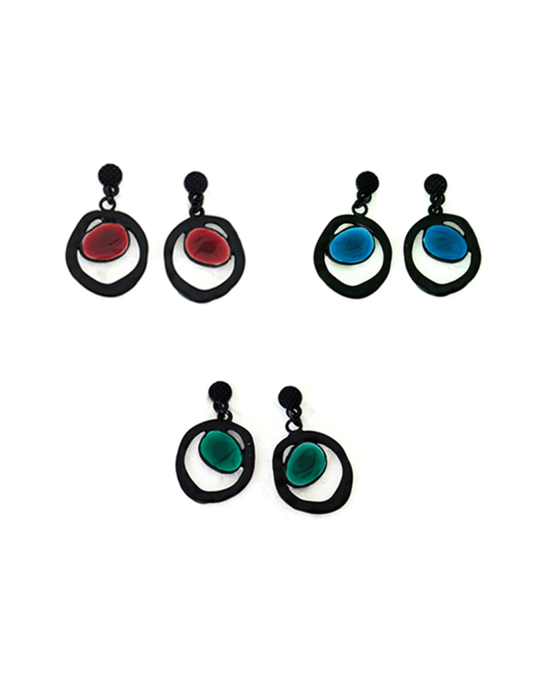 PENDIENTE PEQUEÑO COLECCIÓN BLACK EN NEGRO MATE CON DETALLE ESMALTADO