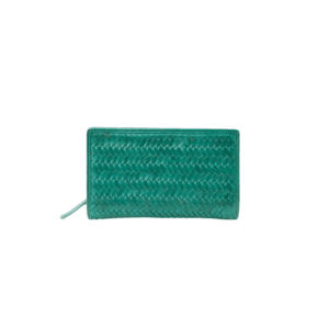 billetero biba de piel bovina lavada trenzada colores variados verde agua