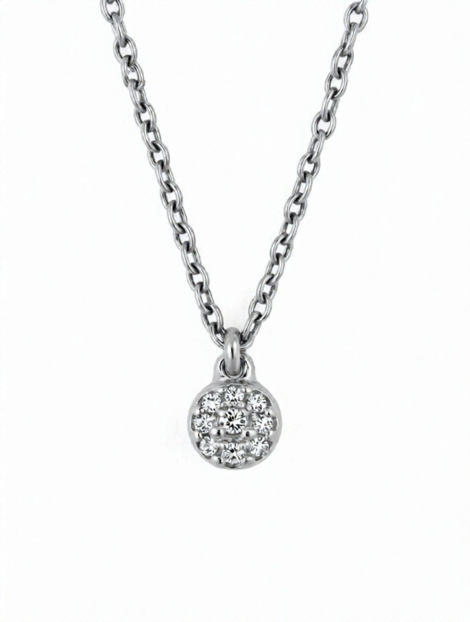 COLLAR CÍRCULO PAVÉ ACERO DORADO Y PLATEADO - Imagen 2