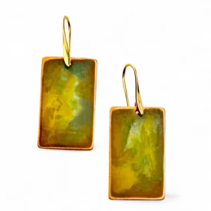 PENDIENTES TRIBU HOIKO RECTANGULARES DORADOS ARTESANALES