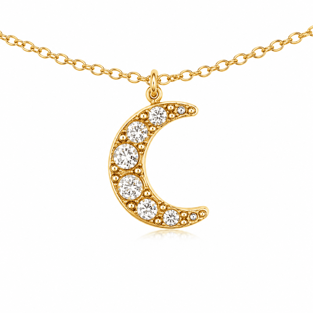 collar marela luna acero plateado y dorado