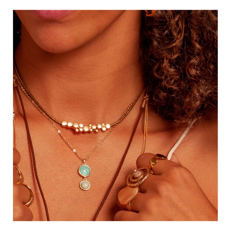 COLLAR EIRA, CORDON DE PIEL DORADO O PLATEADO MATE. - Imagen 3