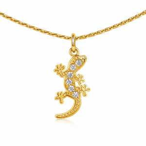collar marela lagarto acero dorado y plateado