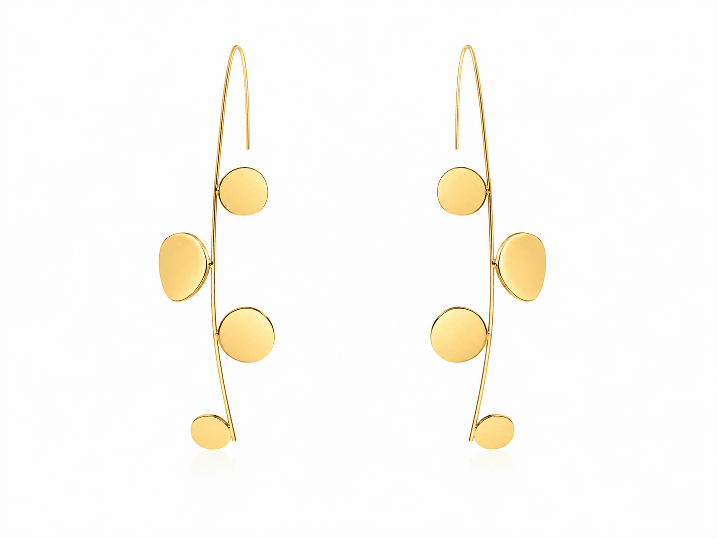 pendientes largos dorados y plateados alisio ,diseÑo vertical con movimiento