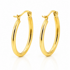 pendientes aros pequeÑos de acero inoxidable con forma ovalada suave y minimal