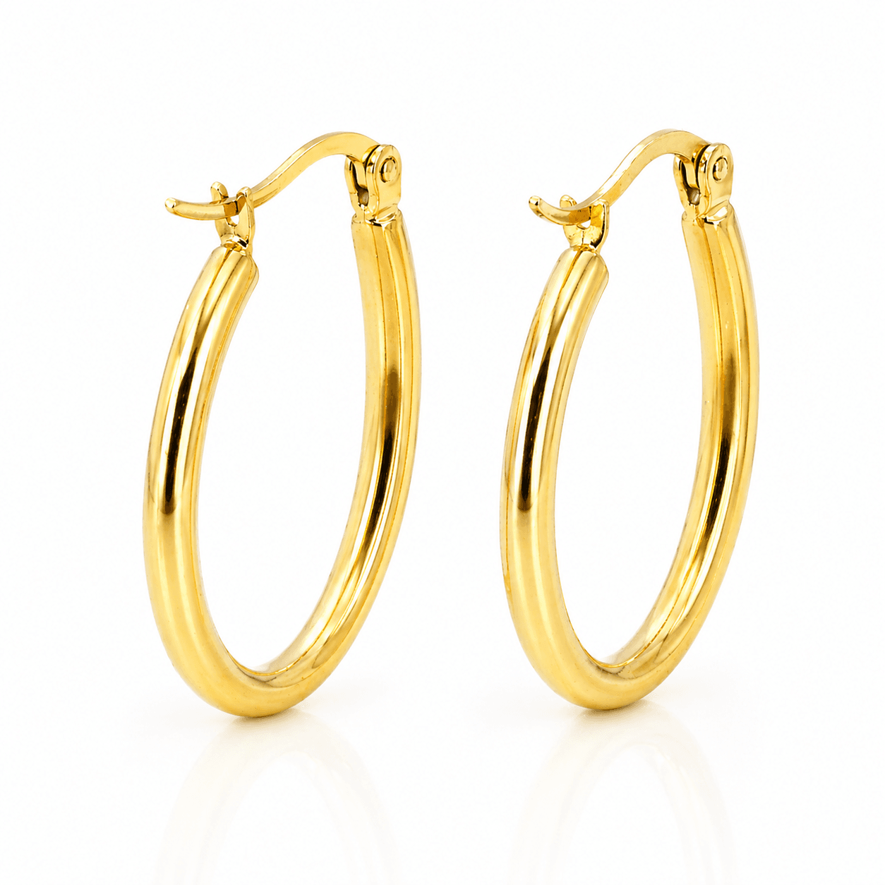 pendientes aros pequeÑos de acero inoxidable con forma ovalada suave y minimal
