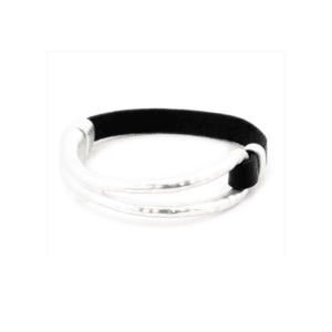 PULSERA AQUINA DE PIEL CON DETALLE METÁLICO PLATEADO Y CIERRE IMANTADO