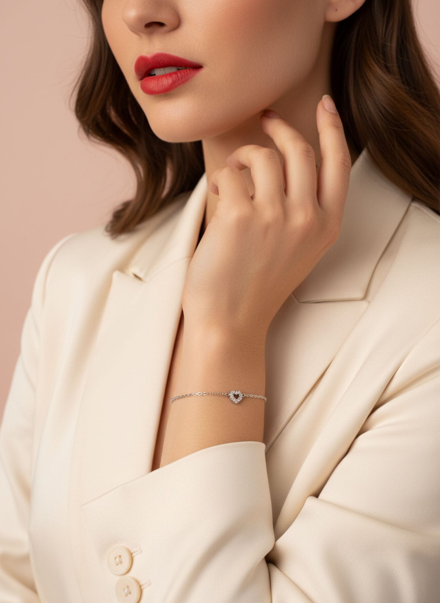 PULSERA ACERO DORADA CON CORAZÓN Y PEQUEÑAS CIRCONITAS - Imagen 3