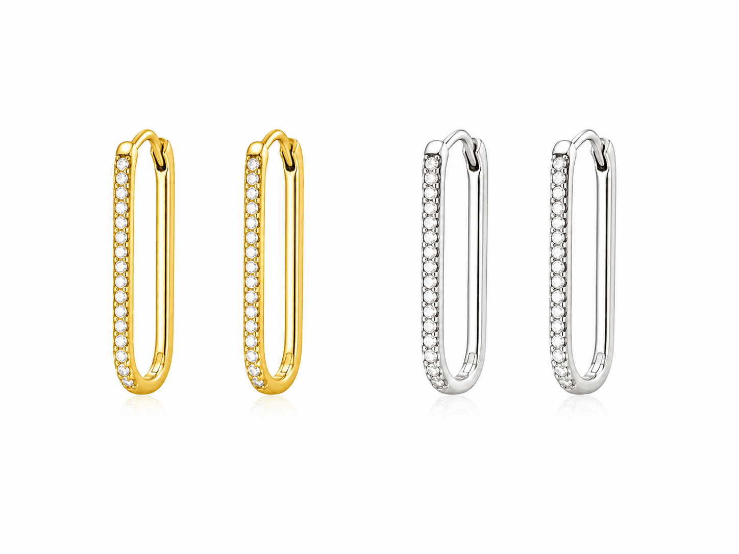 pendientes minimalistas perlitas forma obalada cierre oculto dorado y plateado