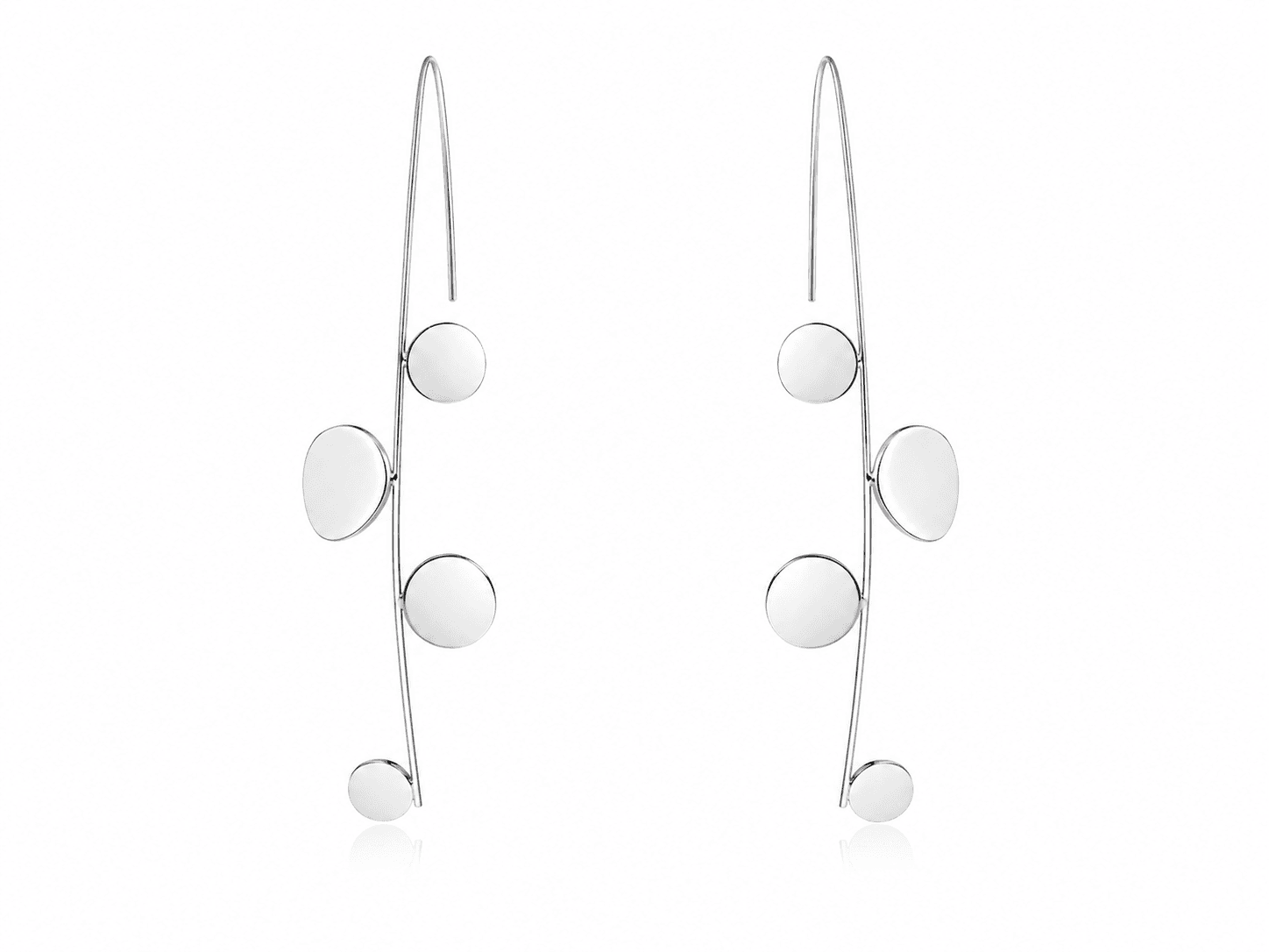 pendientes largos dorados y plateados alisio ,diseÑo vertical con movimiento
