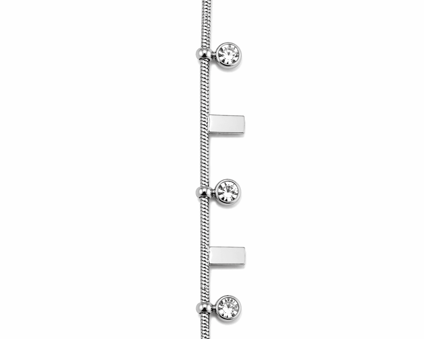 pulsera acero detalles rectangulares y apliques brillo