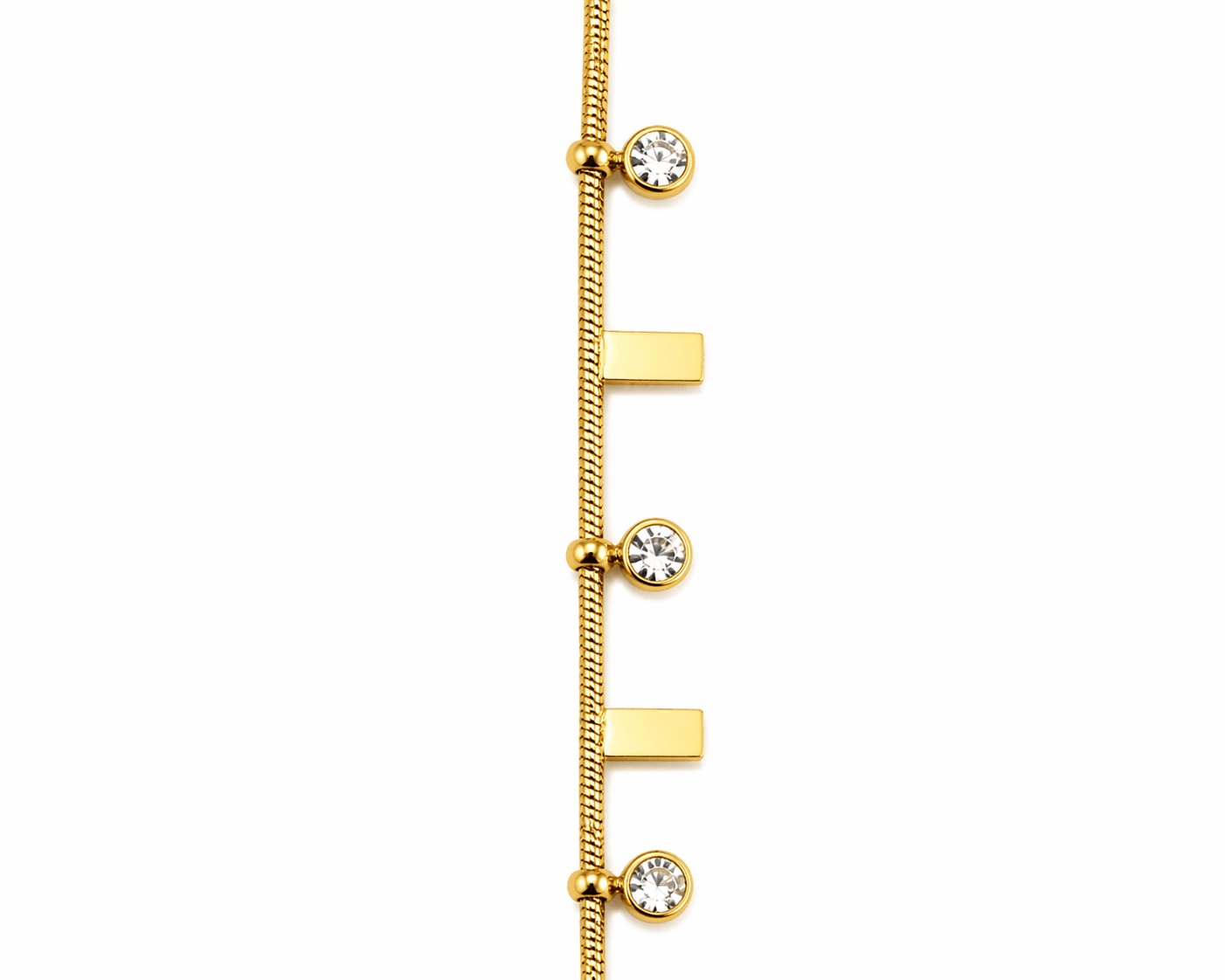 pulsera acero detalles rectangulares y apliques brillo