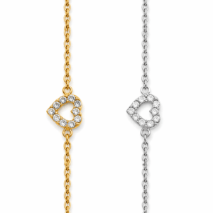 pulsera acero dorada con corazÓn y pequeÑas circonitas