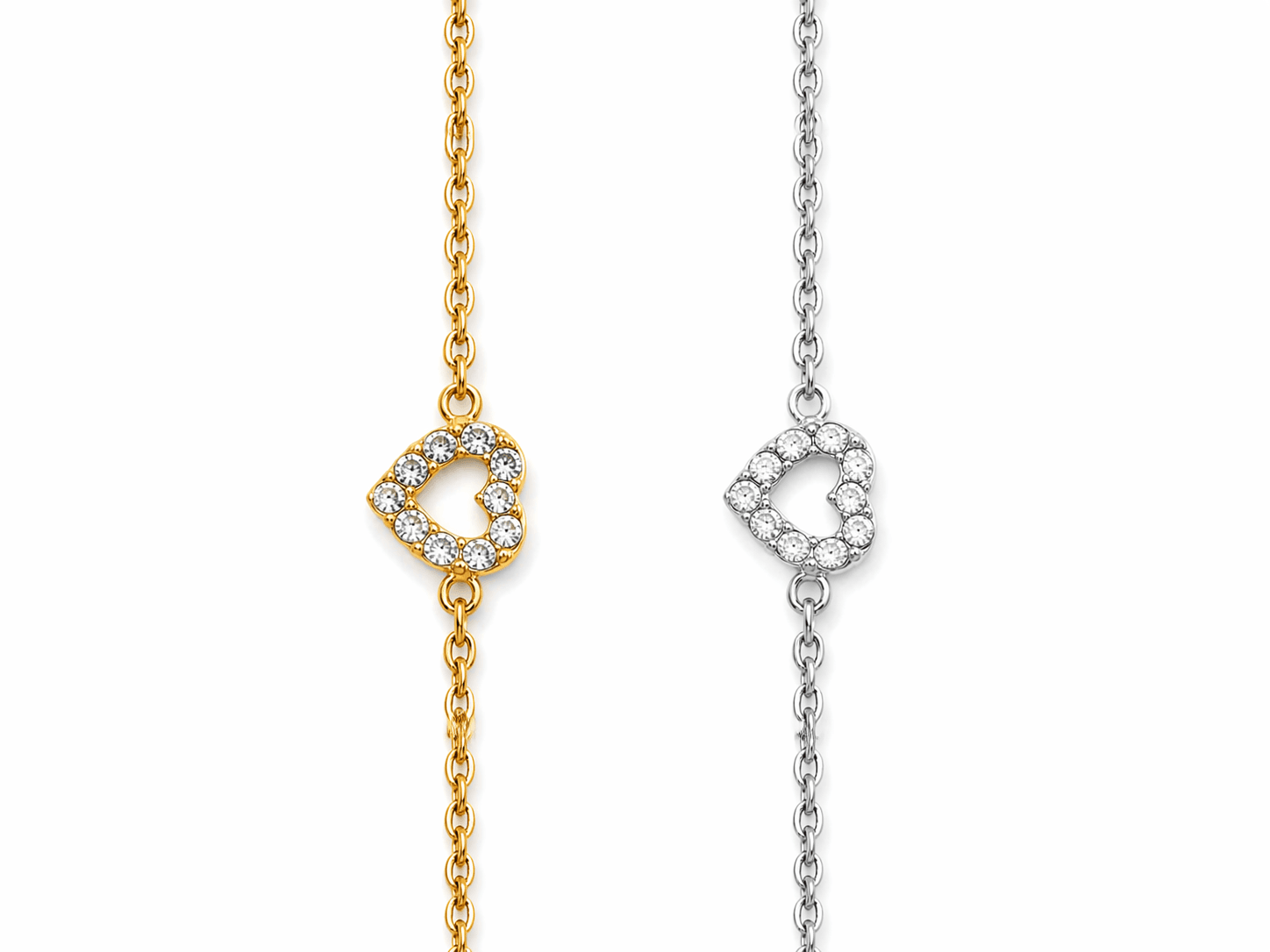pulsera acero dorada con corazÓn y pequeÑas circonitas