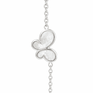 pulsera acero con mariposa nacarada en dorado (baÑo en oro) y plateado