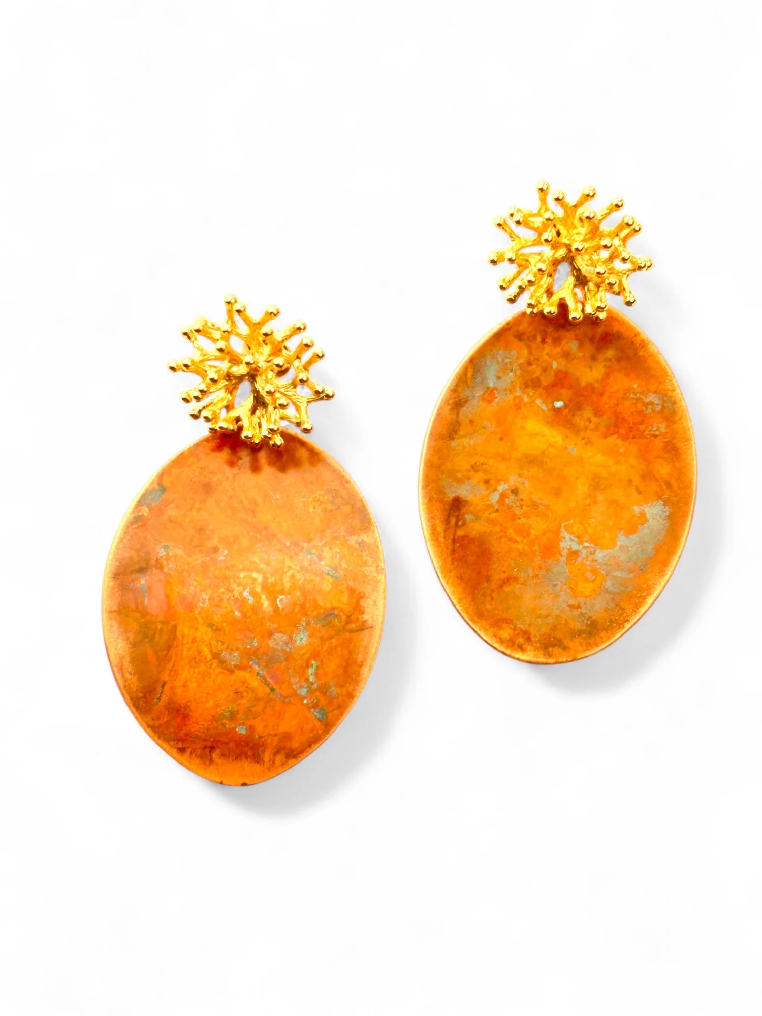 pendientes chapa grandes cierre boton coral xl