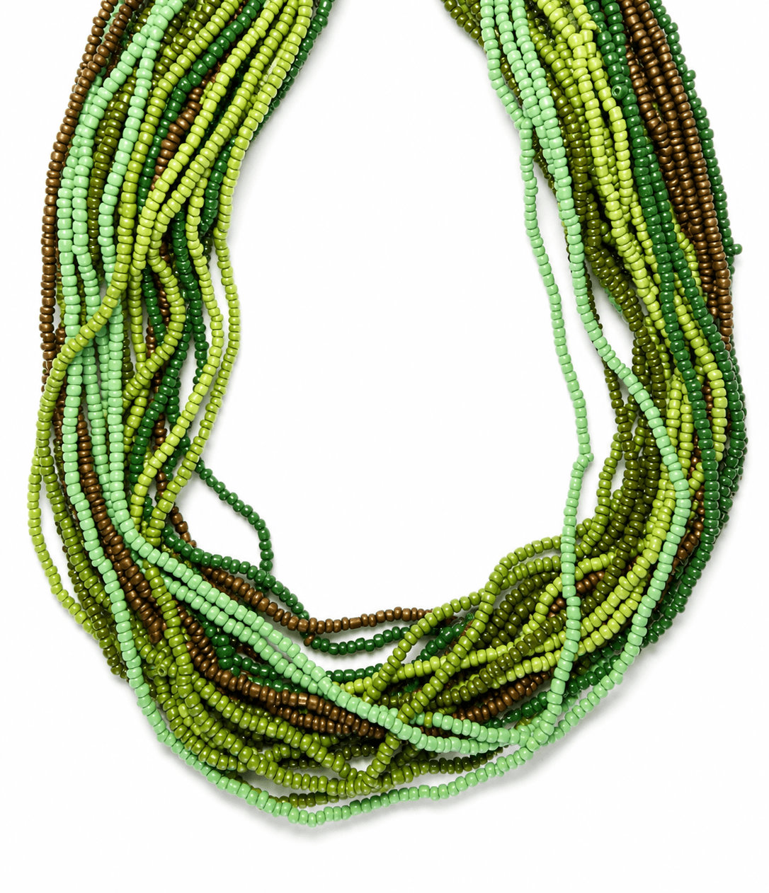 collar multihilo en tonos verdes
