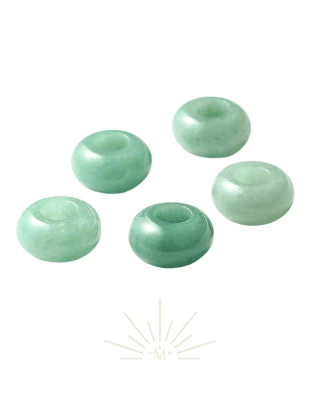 aro dorado personalizable con piedra natural aventurina verde