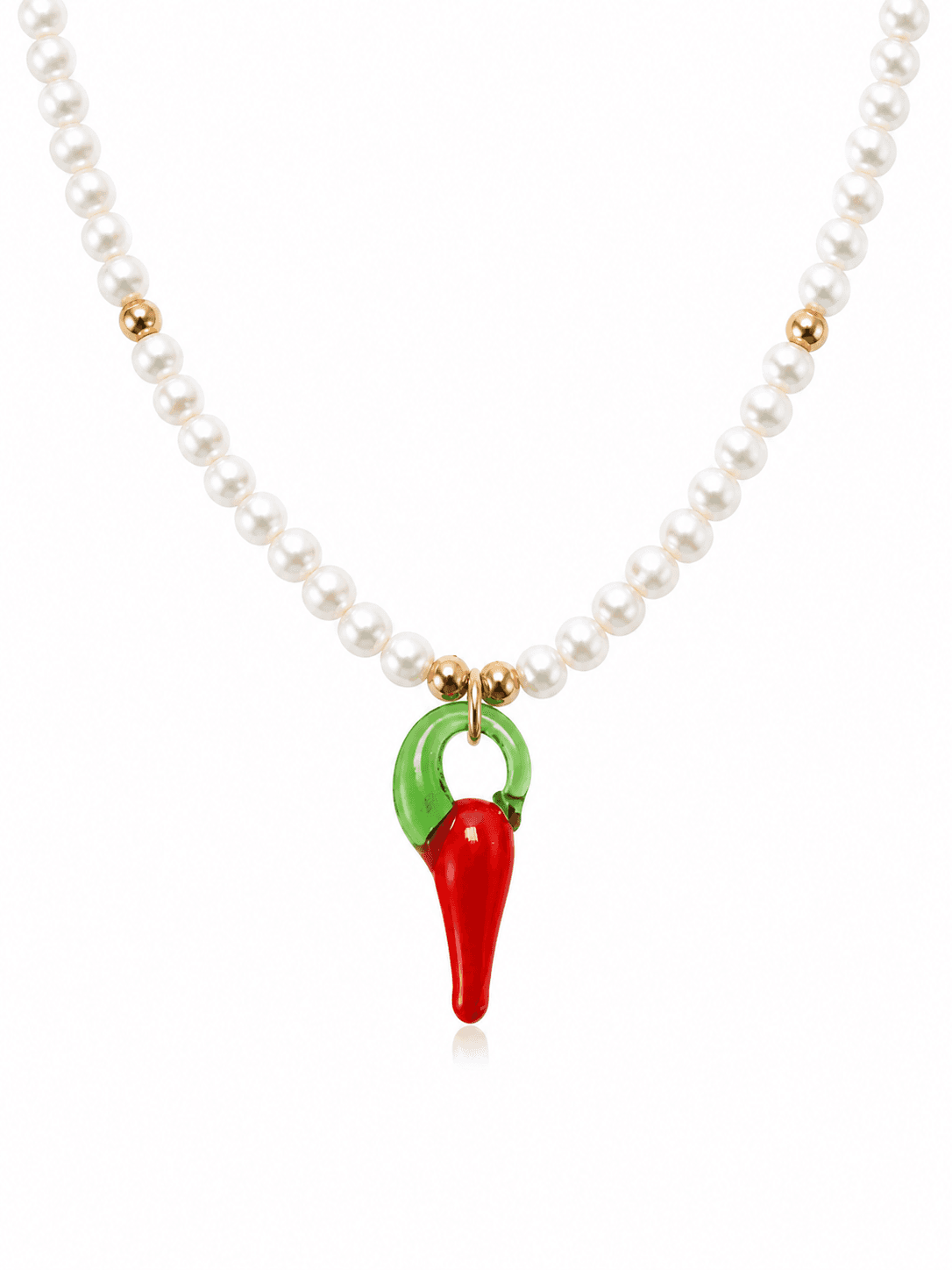 collar de perlas con colgante de cristal chilli