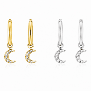 mini aros luna dorados de acero inoxidable