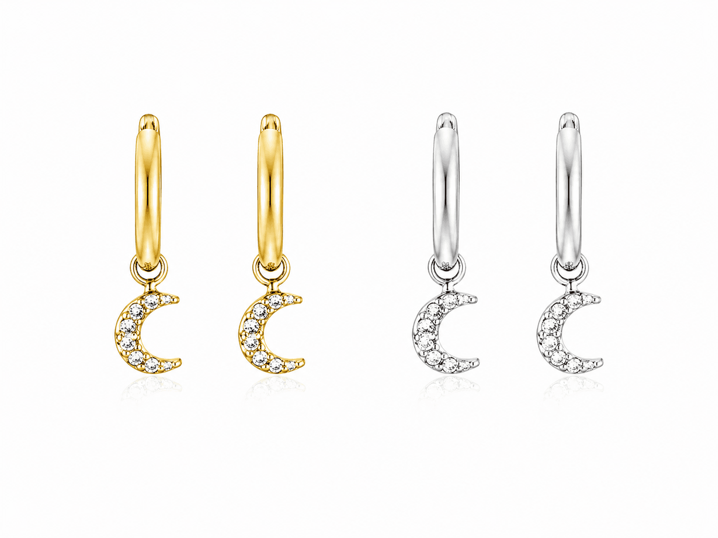 mini aros luna dorados de acero inoxidable