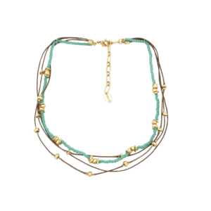 collar tara cristales facetados – colecciÓn raÍces verde agua