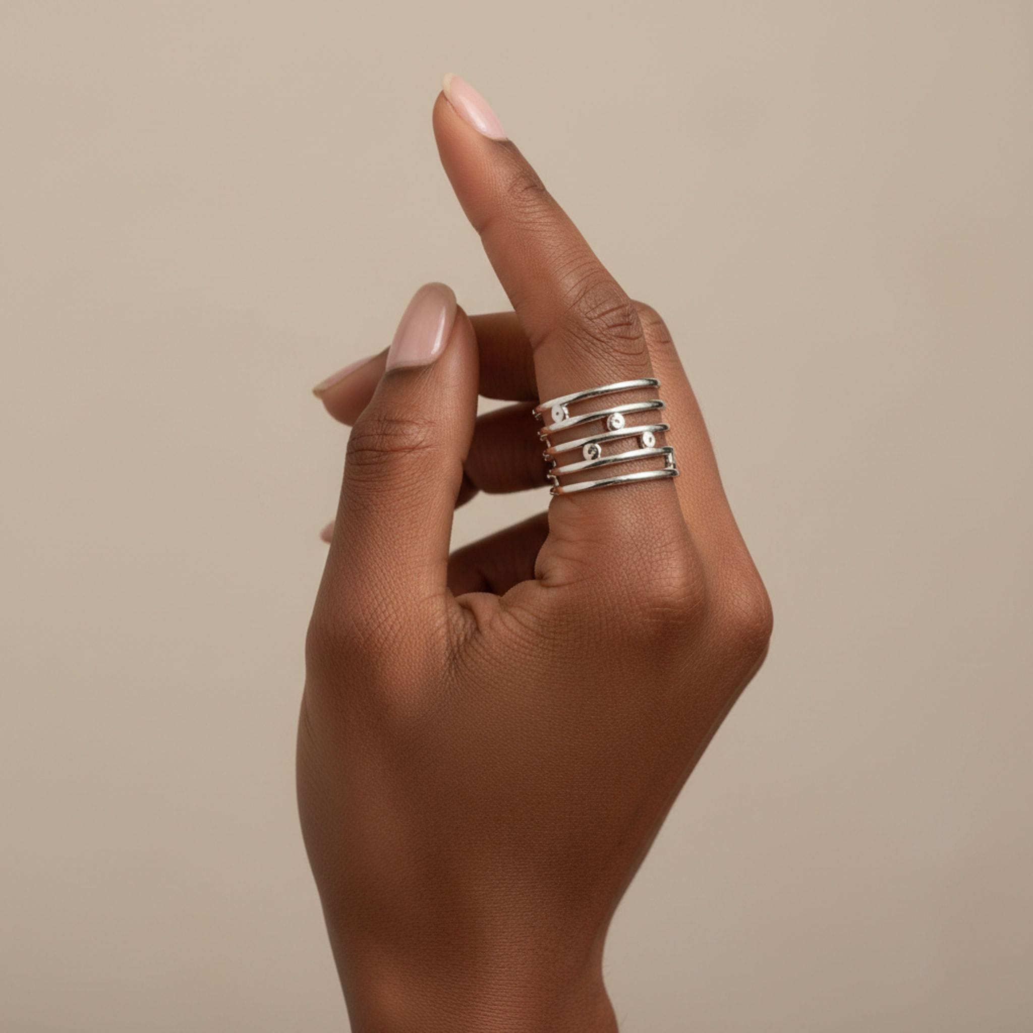 colecciÓn raÍz canaria – anillos de acero inoxidable plateados