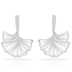 pendientes ginkgo biloba baño de plata ras