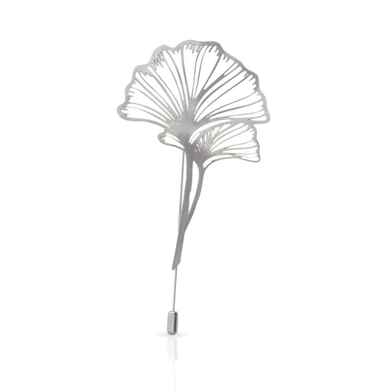 agujón / broche ginkgo biloba – baño de oro y baño de plata ras®