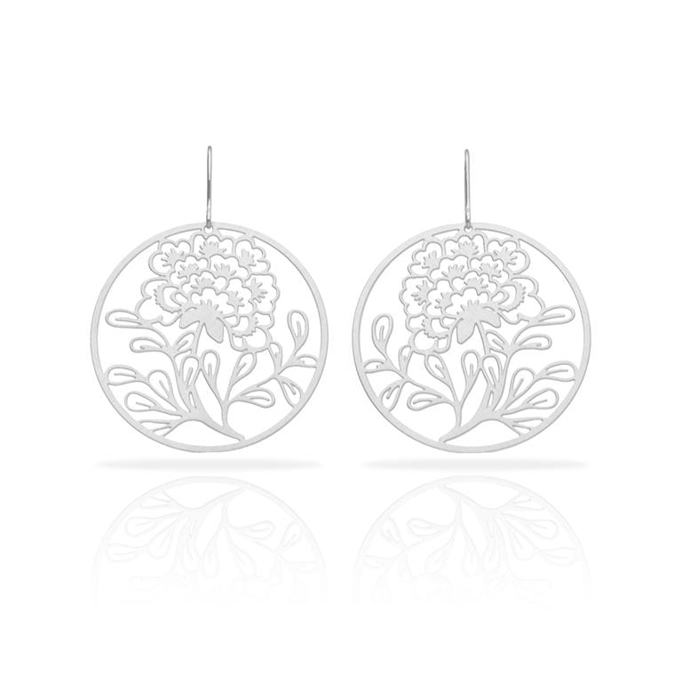 pendientes porcelana flor baño de plata ras®