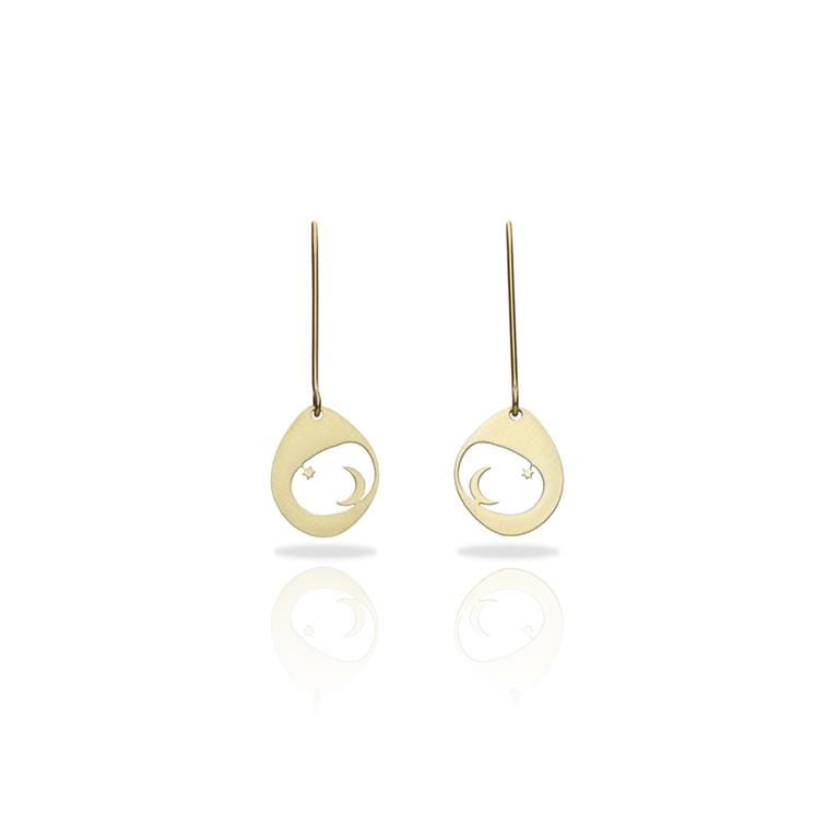 pendientes minima ora luna baño de oro ras®