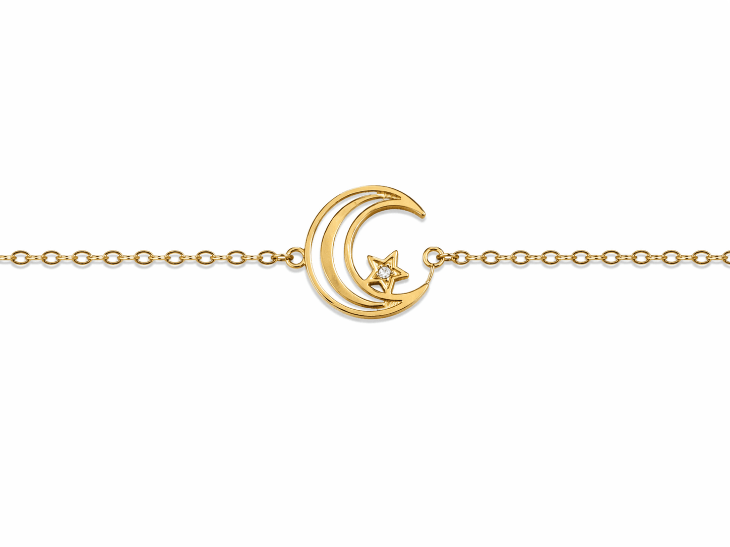 pulsera luna de nácar en acero dorado