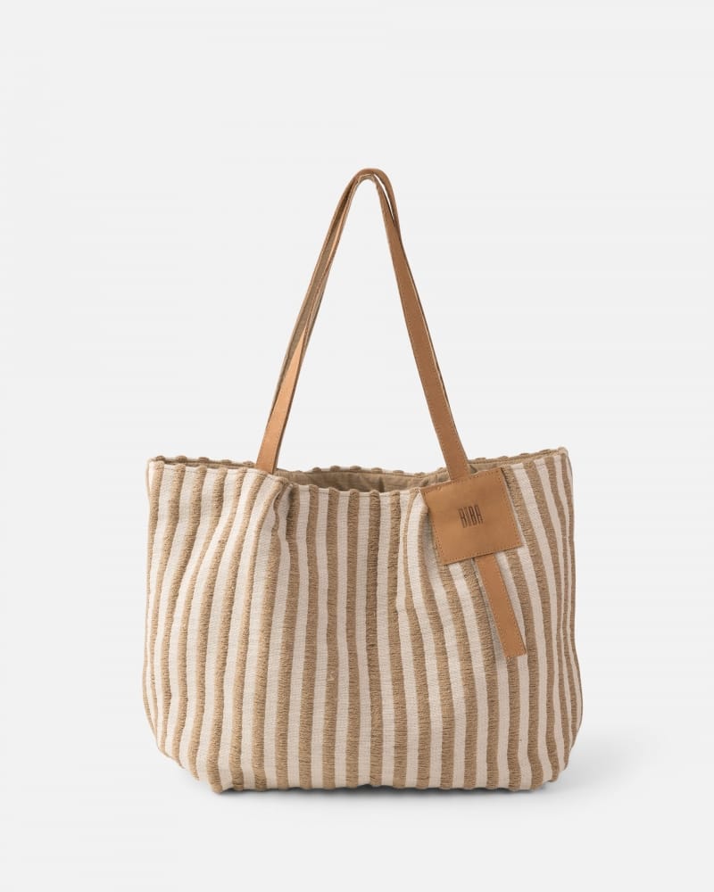 shopper de algodón y piel para mujer | bolso grande