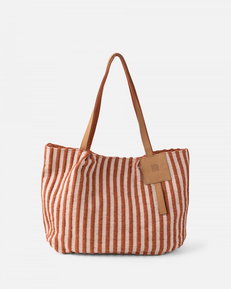 shopper de algodón y piel para mujer | bolso grande